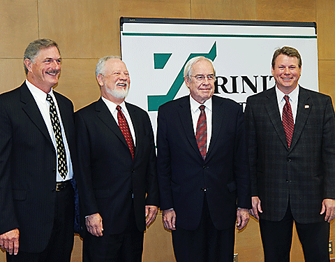 (left to Right) Pat Holien, Chairman of the Board of Directors, Trinity Health; Marty Rash, Chairman and CEO of RegionalCare Hospital Partners; Nicholas Wolter, MD, Billings Clinic CEO; John Kutch CEO Trinity Health.