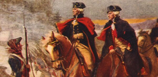 Washington and Lafayette at Valley Forge / painting by Dunsmore.