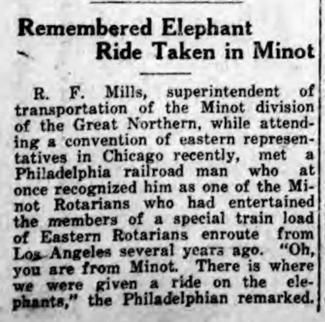 Minot Remembered for Elephant Rides