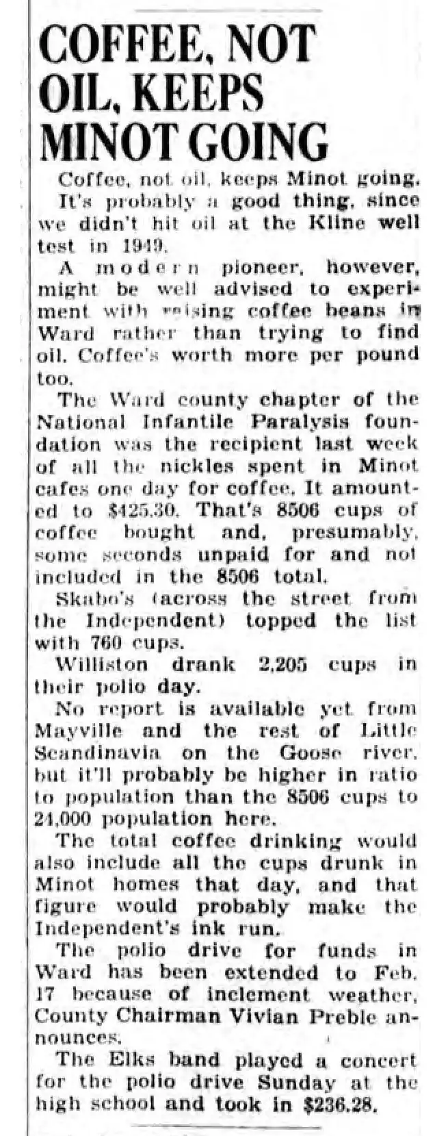 Coffee Keeps Minot Going