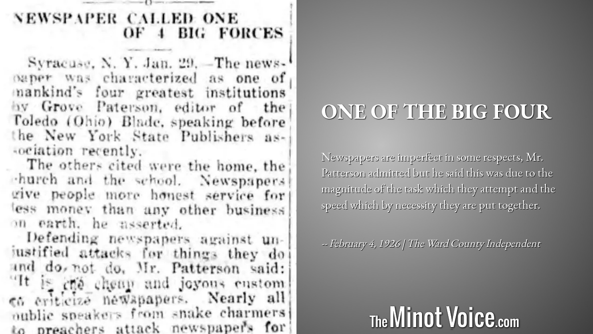 On This Day | One of the Big Four – TheMinotVoice.com