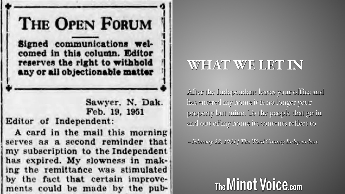 On This Day | What We Let In – TheMinotVoice.com