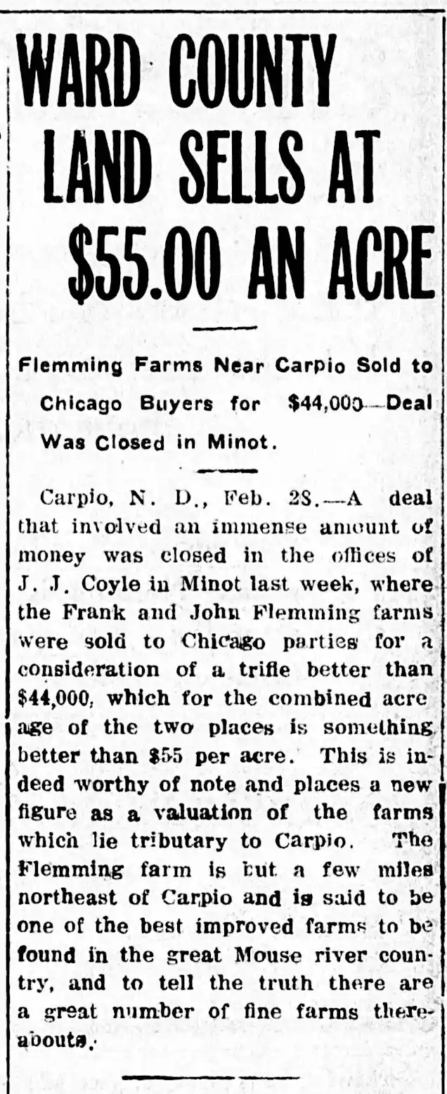 Ward County Land Sells at $55.00 an Acre