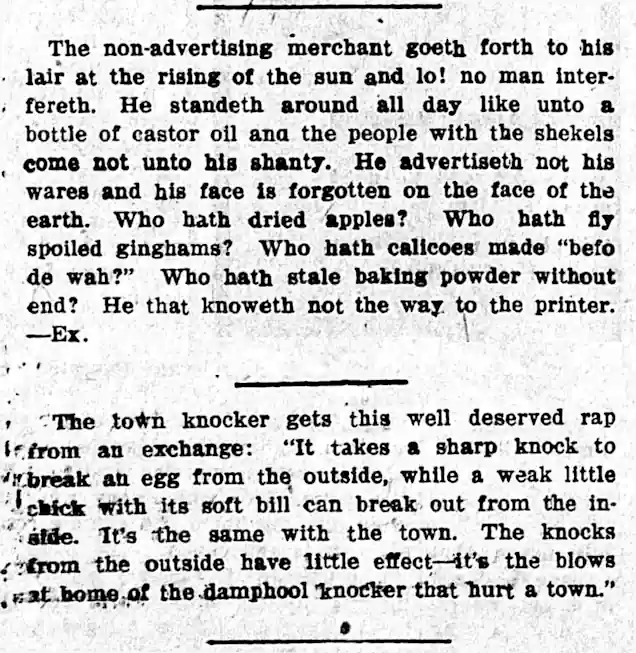 No Knocking Advertisers Wanted