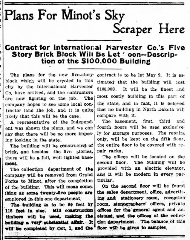 Minot's First Skycraper