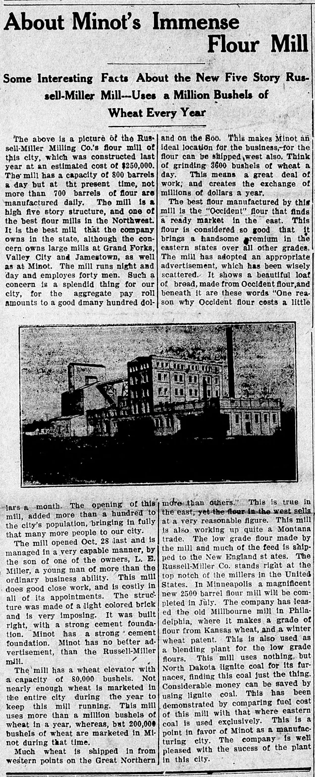 Minot's Immense Flour Mill