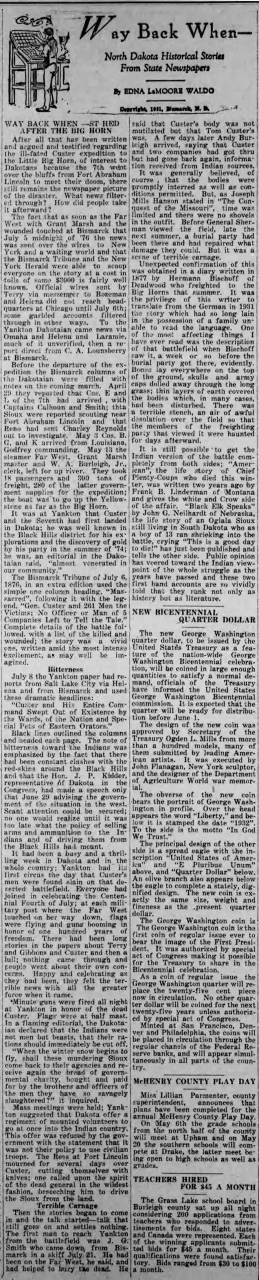 News of Custers Last Stand Traveled Slow