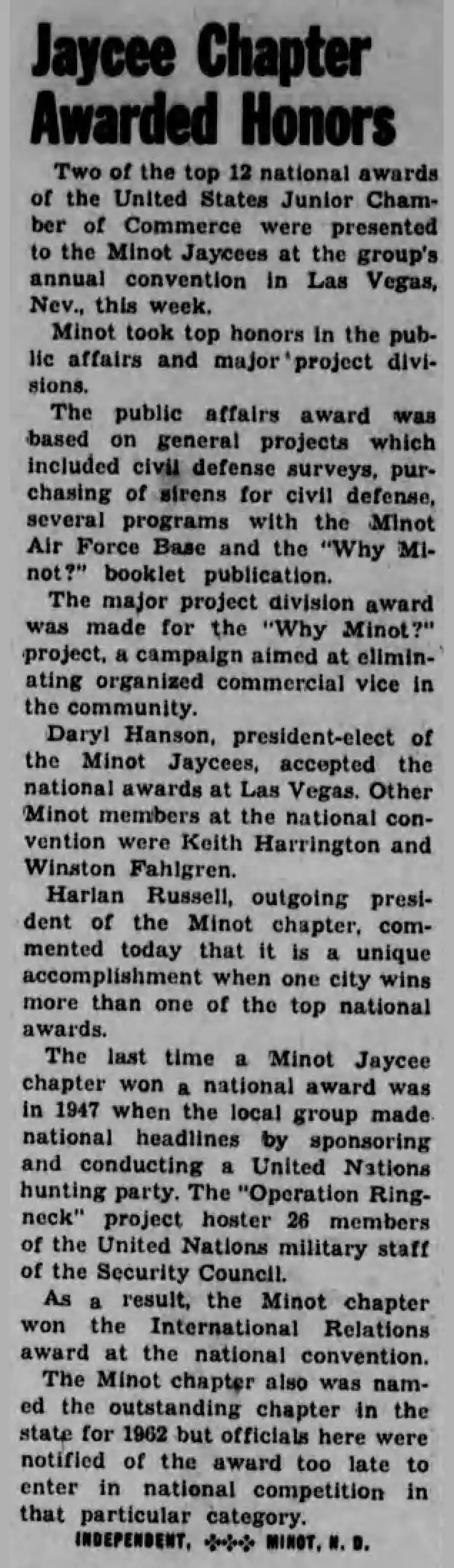 Jaycees Chapter Earns National Awards