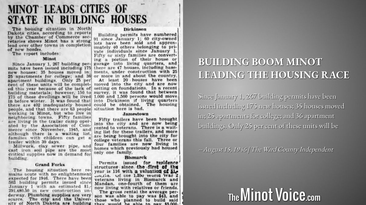 On This Day | Building Boom Minot Leading the Housing Race ...