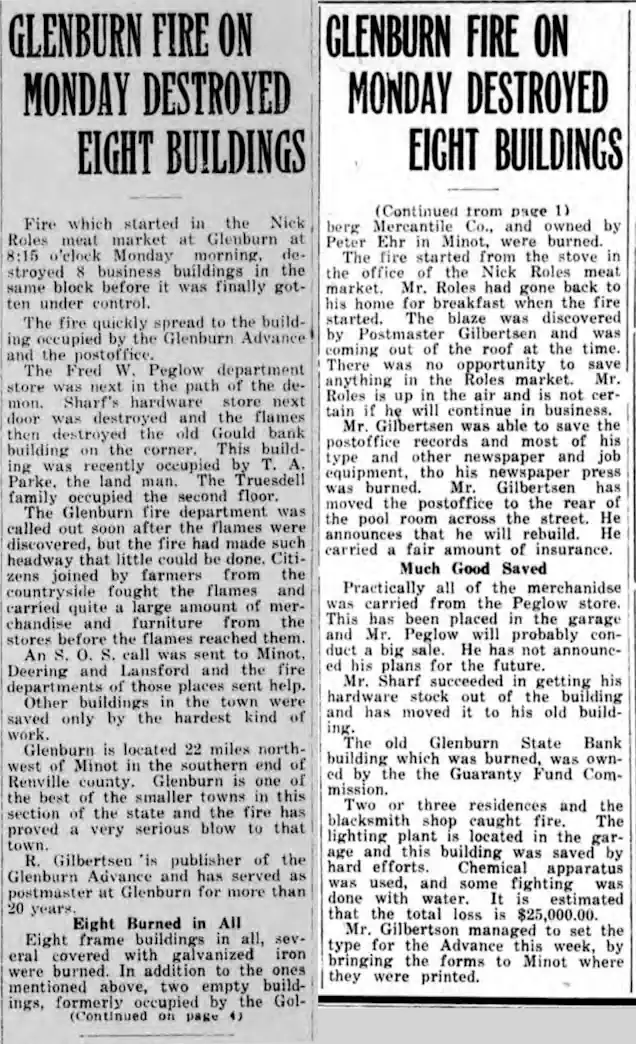 Fire Claims Eight Buildings in Glenburn