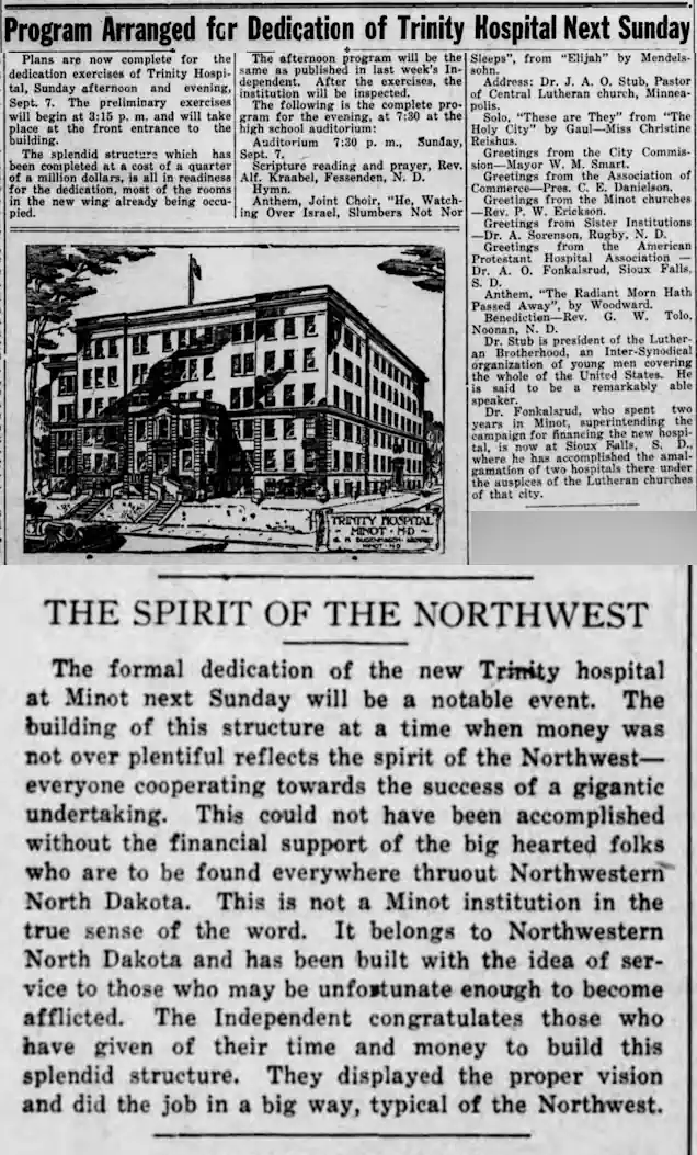 Dedicating a New Trinity Hosptial