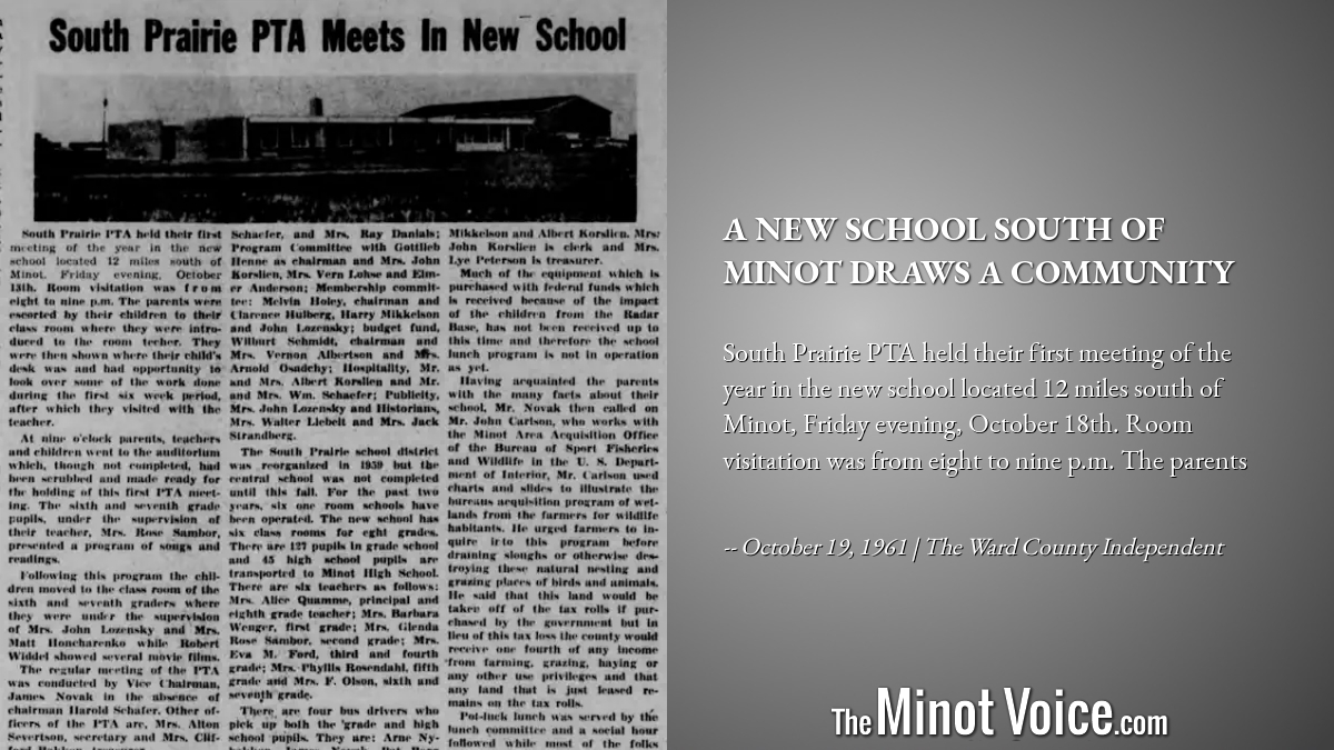 On This Day | A New School South of Minot Draws a Community ...
