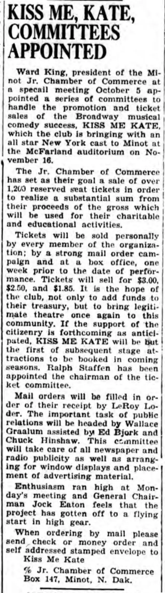 Jr. Chamber Courts Broadway Performers