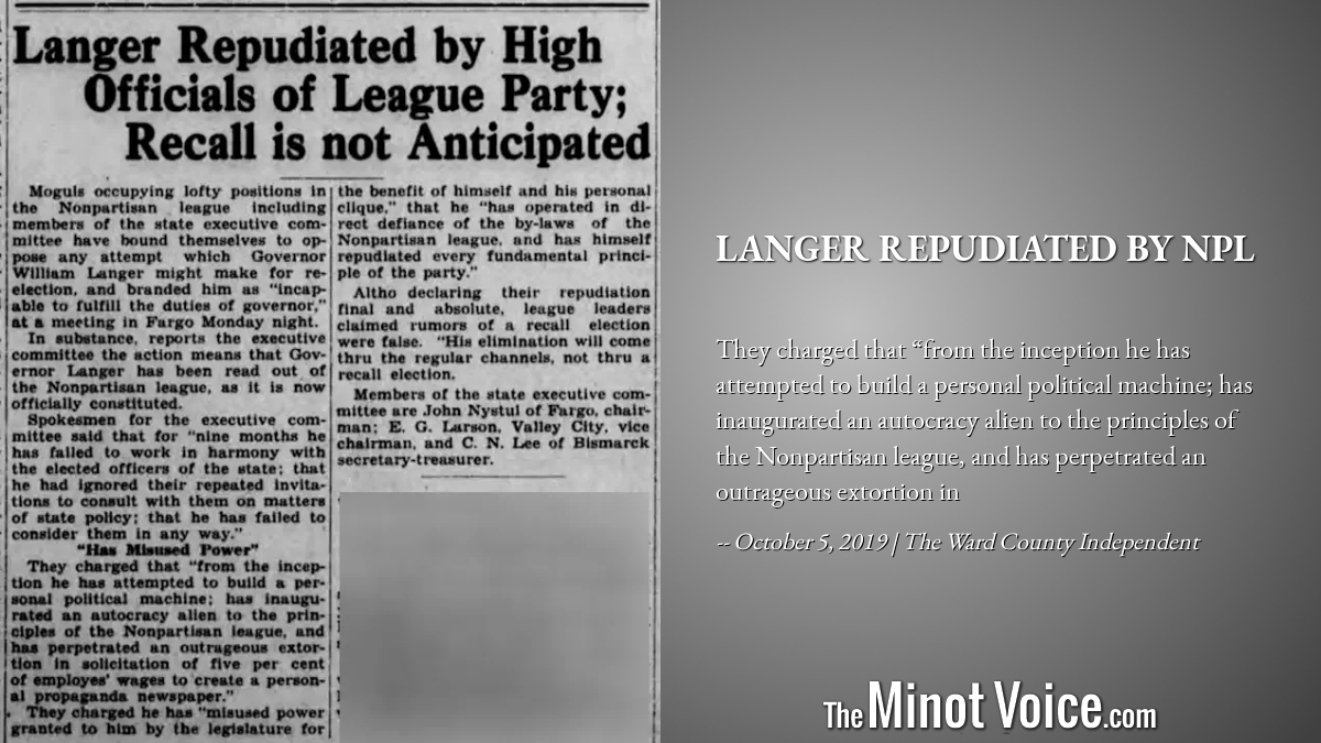 On This Day | Langer Repudiated by NPL – TheMinotVoice.com