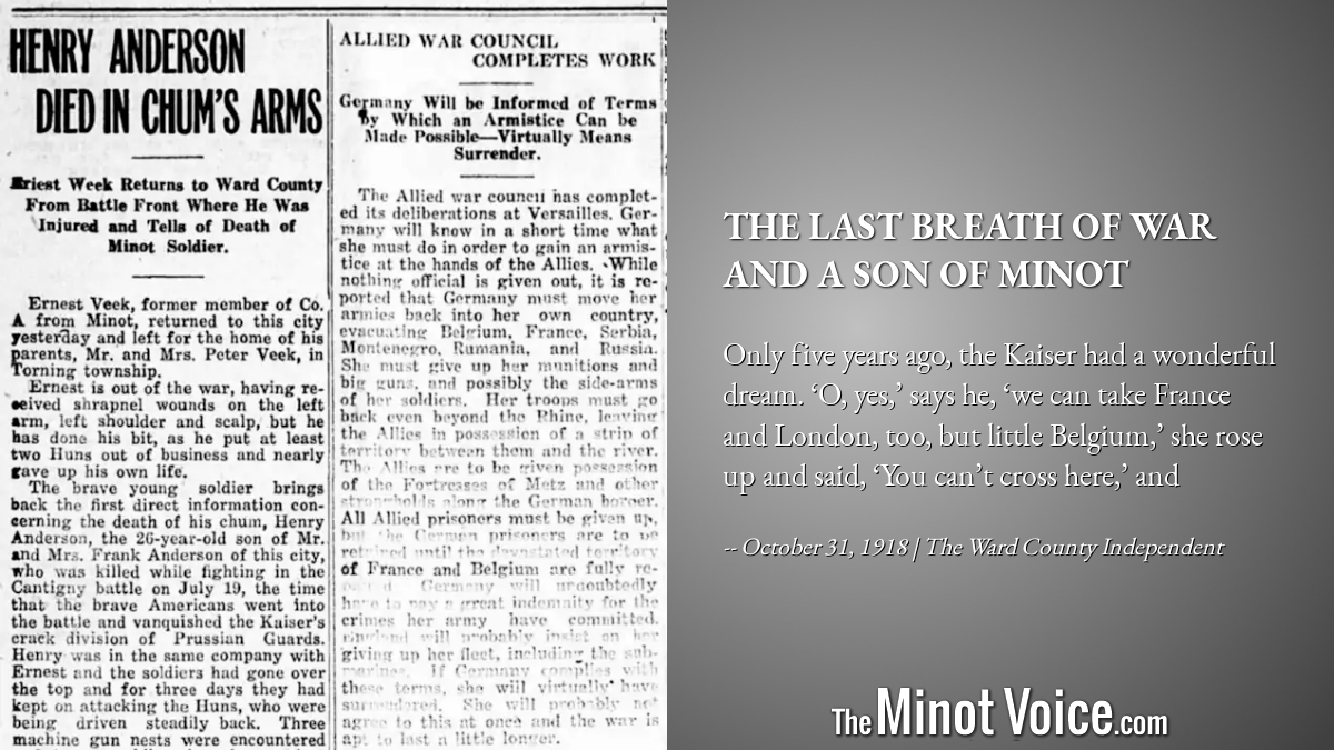 On This Day | The Last Breath of War and a Son of Minot – TheMinotVoice.com