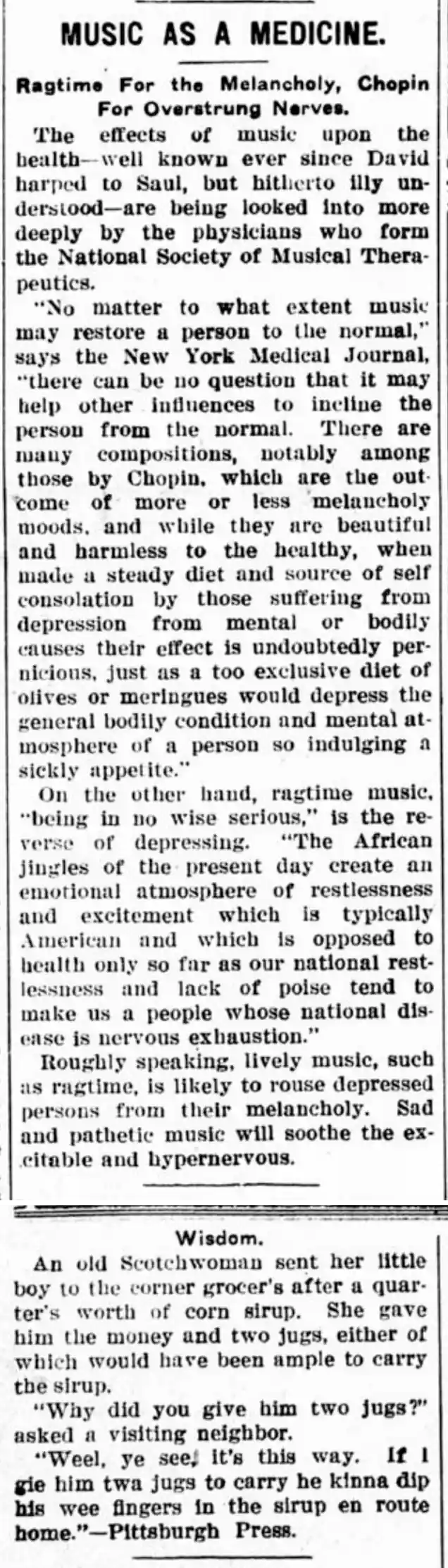 Music is Good Medicine and a Wise Choice