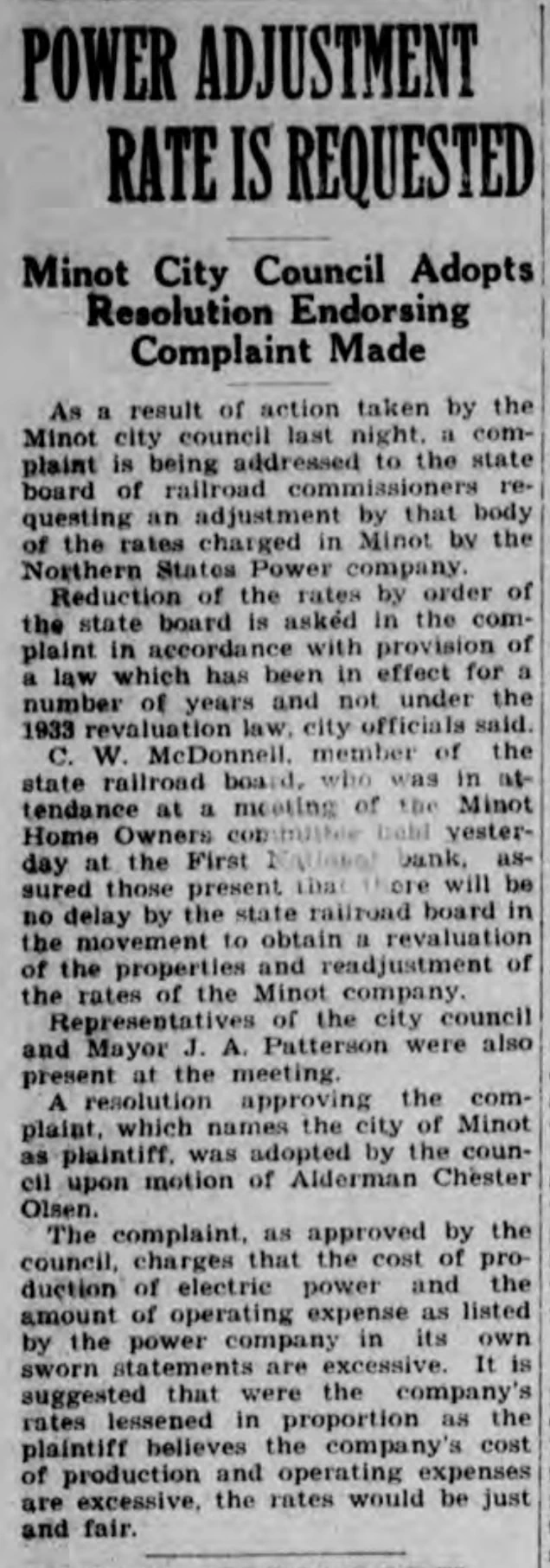 Rate Adjustment Requested