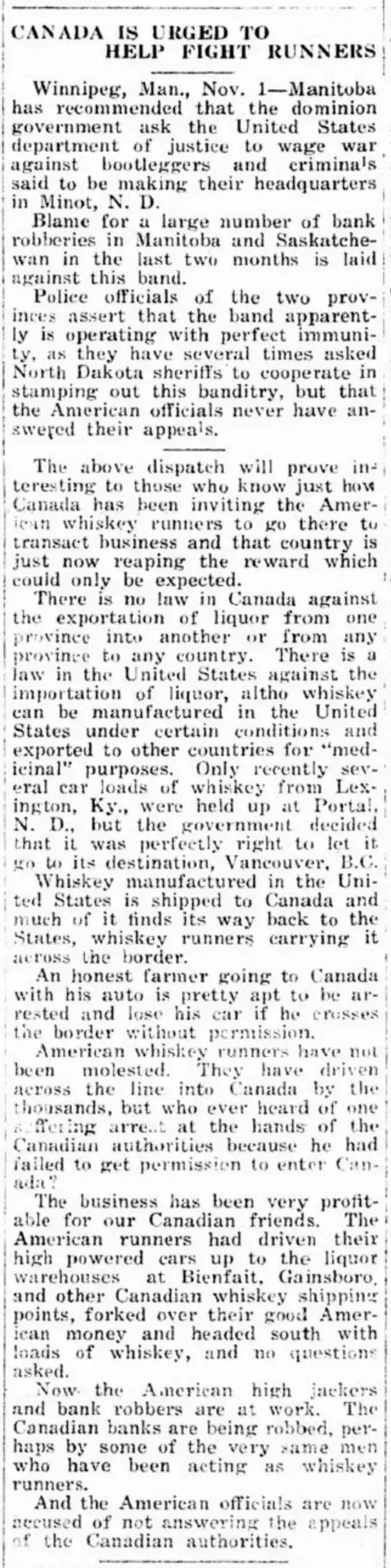 Running Whiskey and Robbing Banks