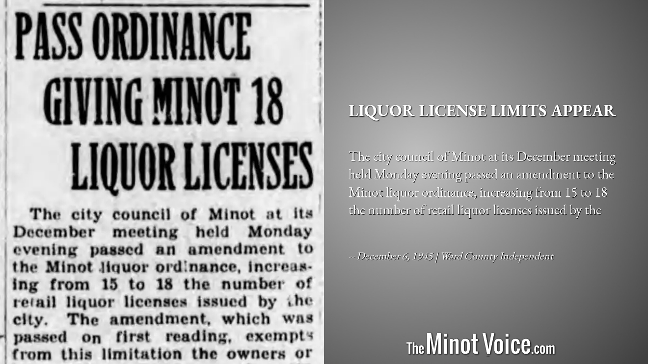 On This Day | Liquor License Limits Appear – TheMinotVoice.com